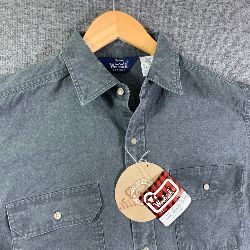 Vintage Woolrich Workshirt Men Medium Gray Utility Outdoor Lumberjack NEW